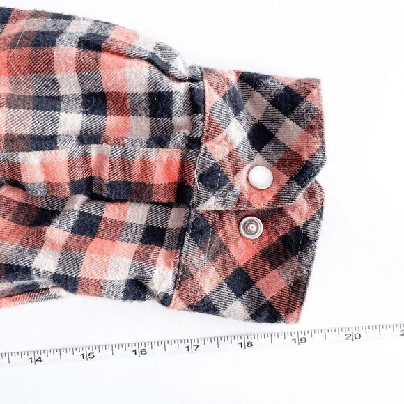 Dickies Men's Classic Cotton Plaid Pearl Snap Shirt Tan Black Orange Size XL - Picture 8 of 9